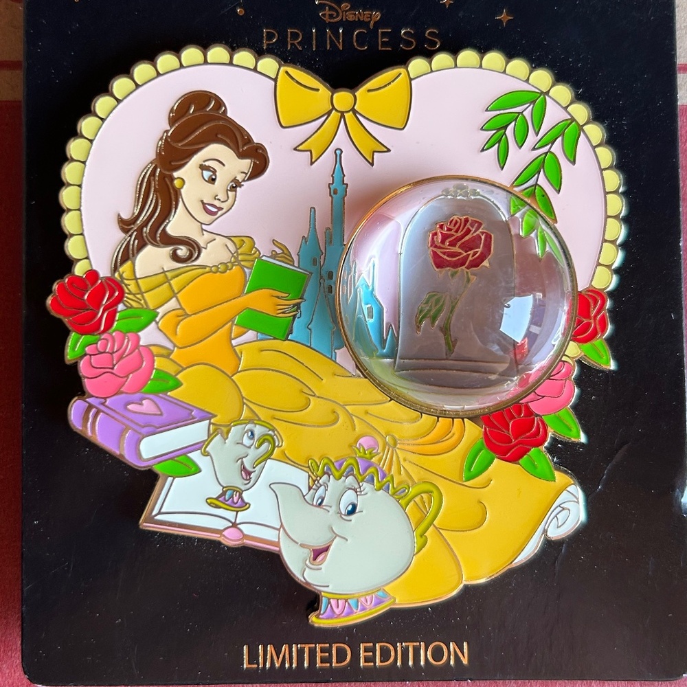 Pink a la Mode Beauty and the Beast Belle Sidekick Snowglobe Pin